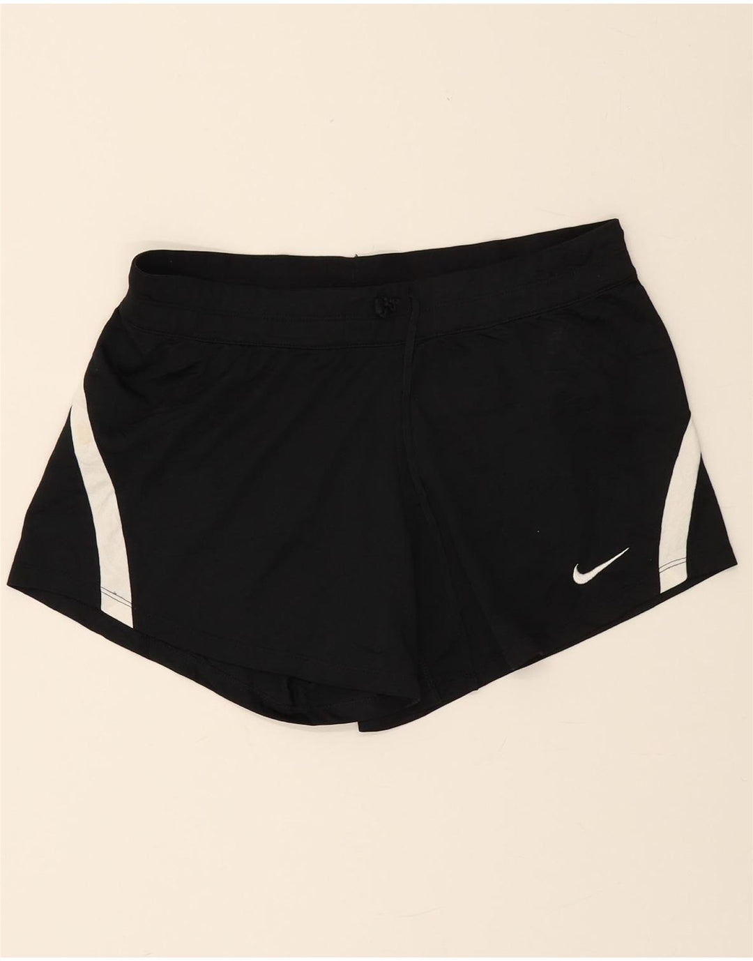 NIKE Womens Dri Fit Sport Shorts UK 14 Medium  Black Colourblock Polyester Vintage Nike and Second-Hand Nike from Messina Hembry 