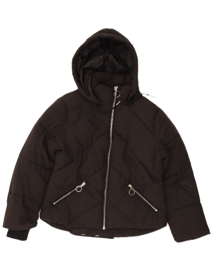 Topshop Giacca imbottita oversize con cappuccio da donna Petite UK 8 piccola nera