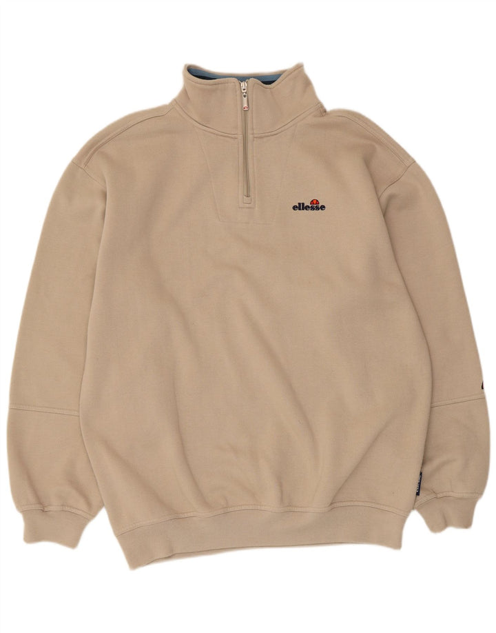 Felpa da uomo Ellesse con collo con zip, maglione, poliestere beige medio