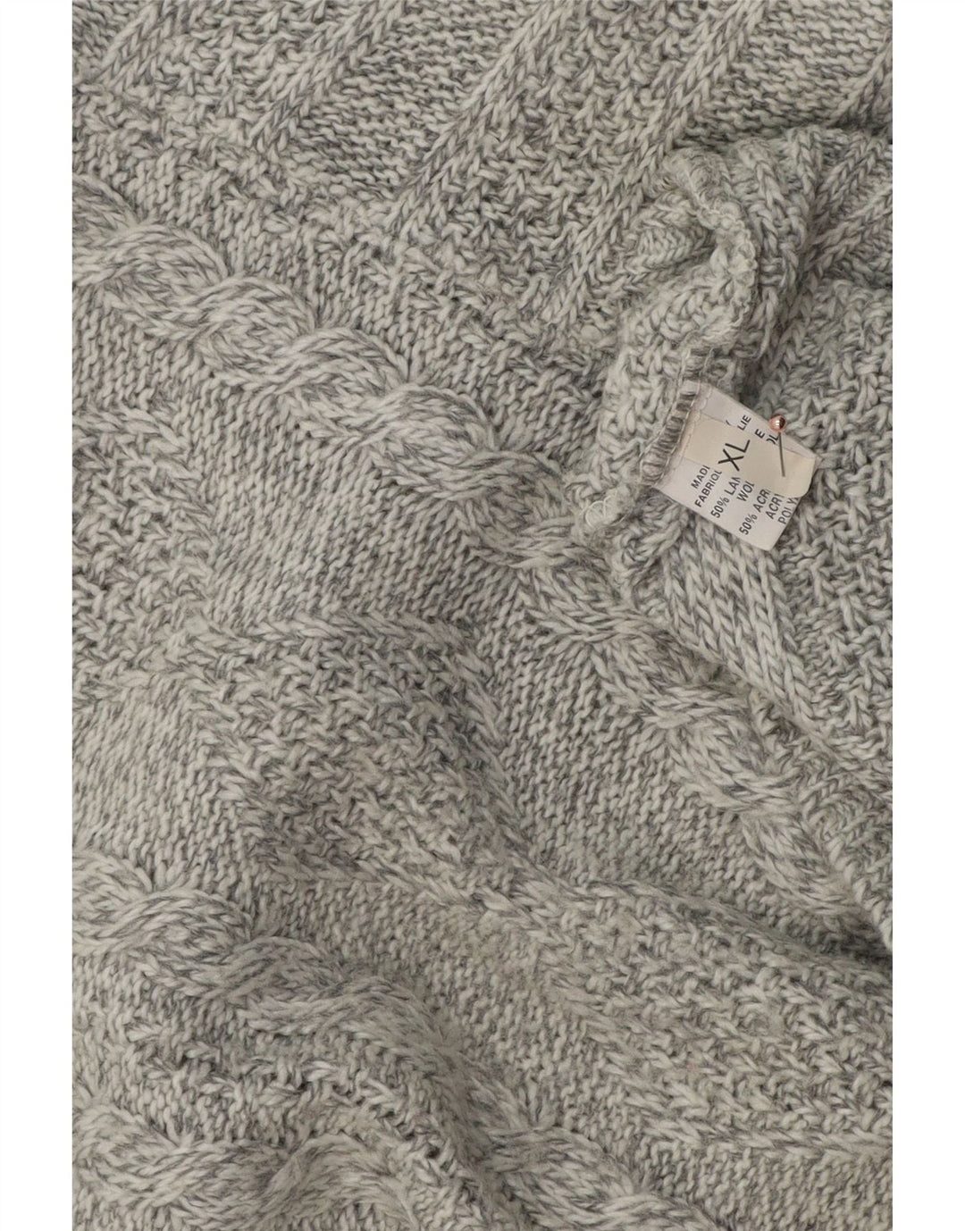 Maglione maglione con zip da uomo VINTAGE XL in lana grigia