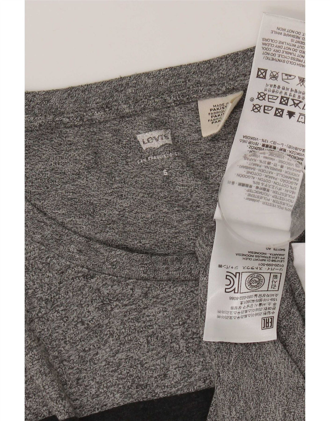 T-shirt grafica da donna Levi's Top UK 10 Small Poliestere chiazzato grigio