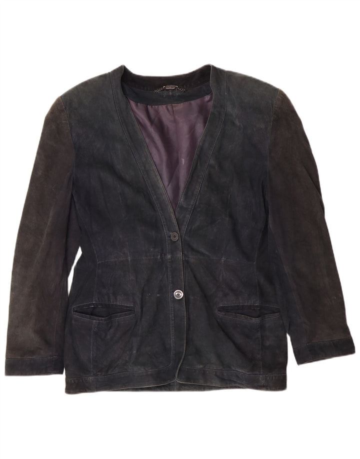 Giacca in pelle scamosciata da donna Nazareno Gabrielli IT 44 Medio Blu Navy