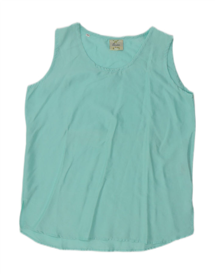 BENETTON Womens Sleeveless Blouse Top IT 44 Medium Blue Silk
