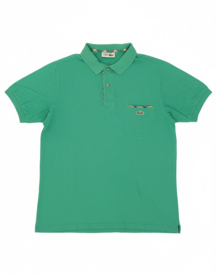 LACOSTE Mens Polo Shirt Medium Green Cotton