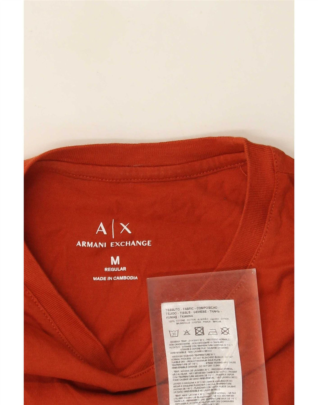 T-shirt da uomo vestibilità regolare Armani Exchange Top in cotone arancione medio