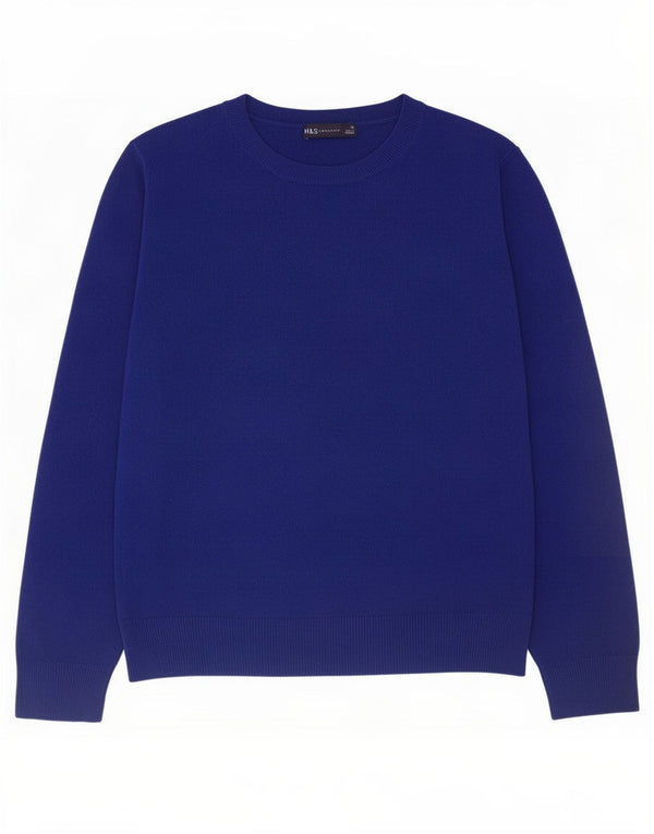Maglione maglione girocollo da donna Marks & Spencer UK 10 piccolo acrilico blu