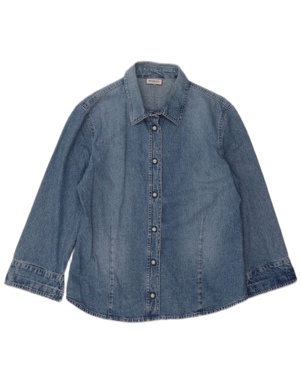 MAX & CO. Camicia in denim da donna con maniche a 3/4 IT 46 Large in cotone blu