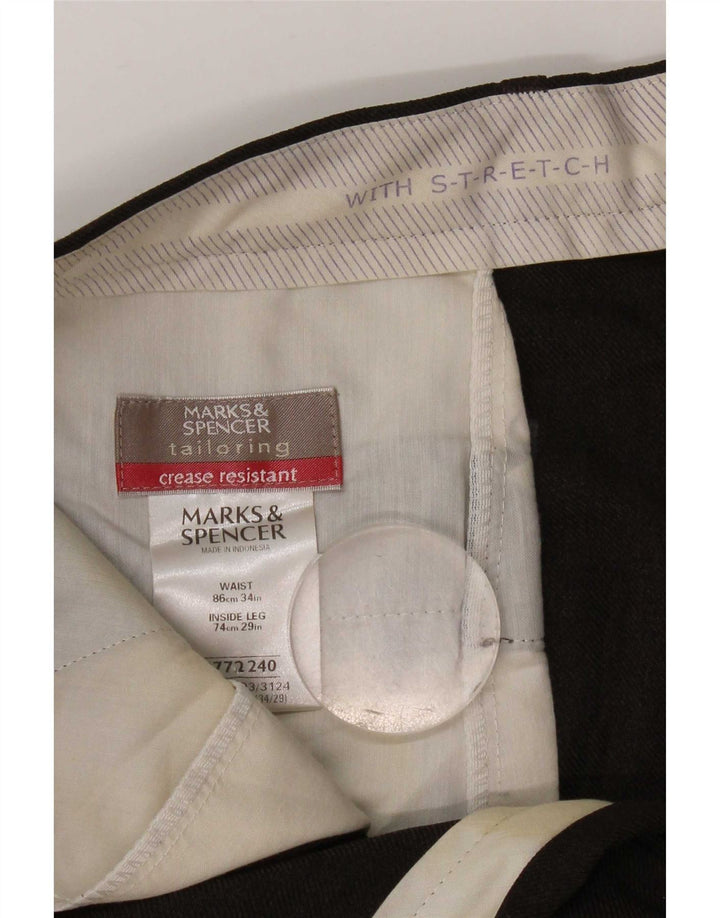 Pantaloni chino dritti da uomo Marks & Spencer W34 L29 poliestere marrone