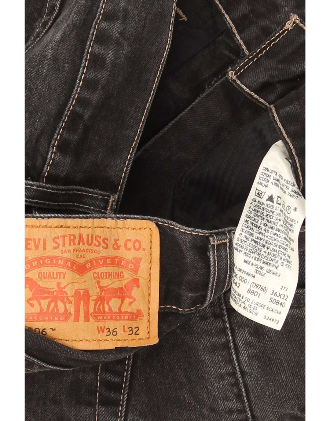 Levi's Uomo 506 Jeans dritti W36 L32 Neri