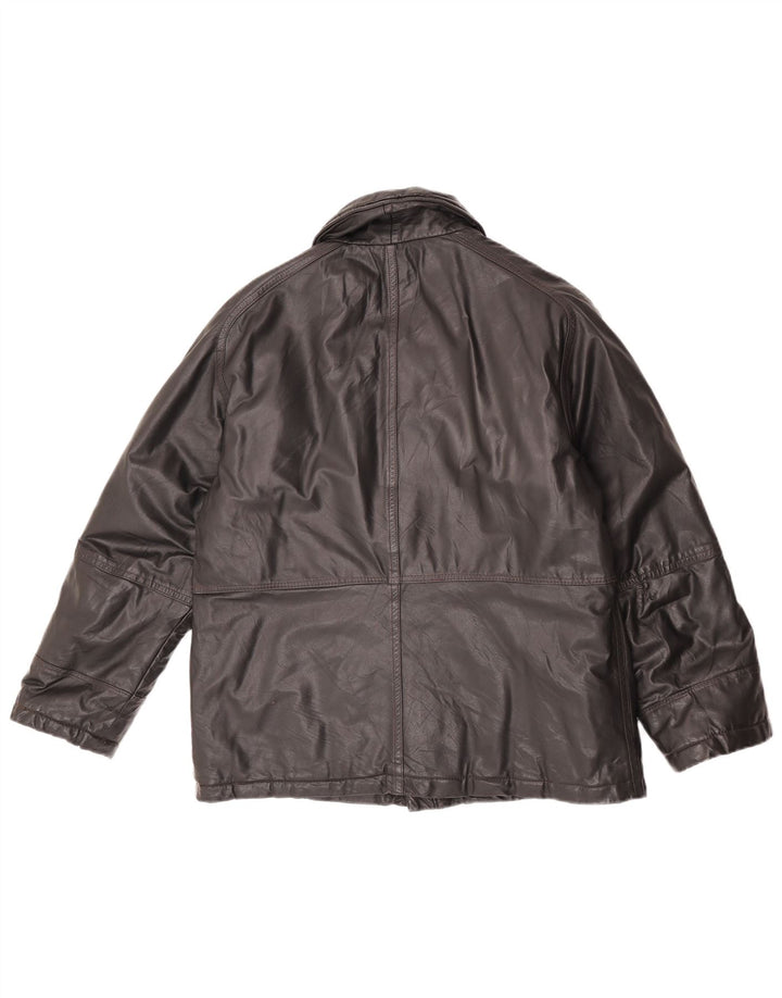Giacca in pelle vintage da uomo UK 38 media nera