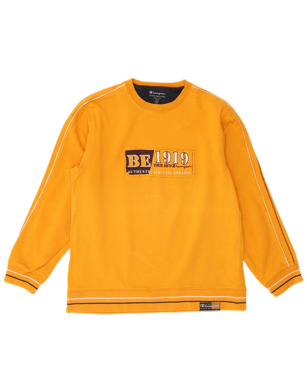 Felpa grafica Champion da ragazzo, 13-14 anni, XL, cotone giallo
