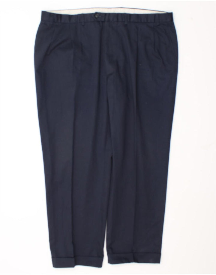 Pantaloni da abito affusolati da uomo Marks & Spencer W42 L29 poliestere blu navy