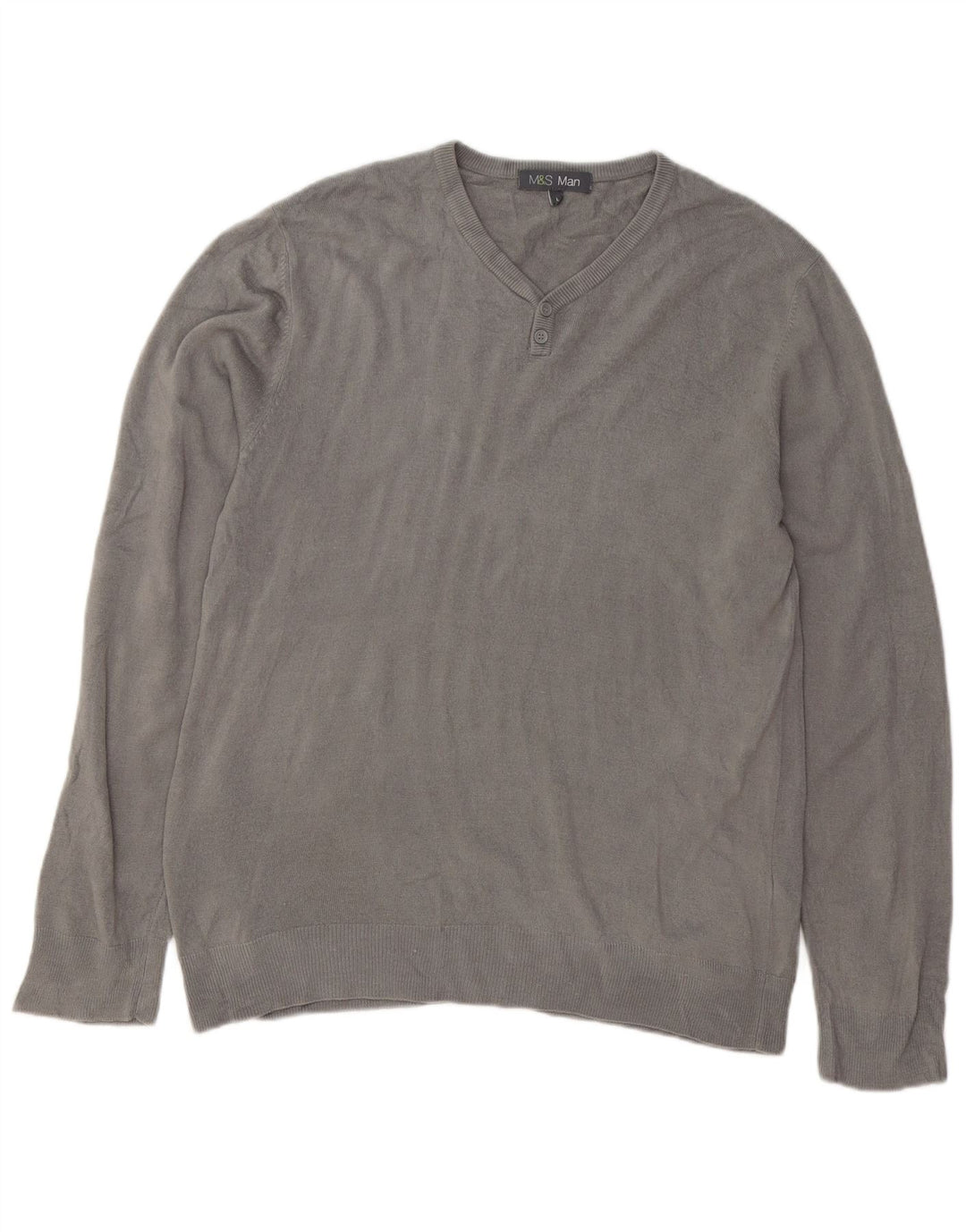 Maglione da uomo con scollo a V Marks & Spencer grande acrilico grigio
