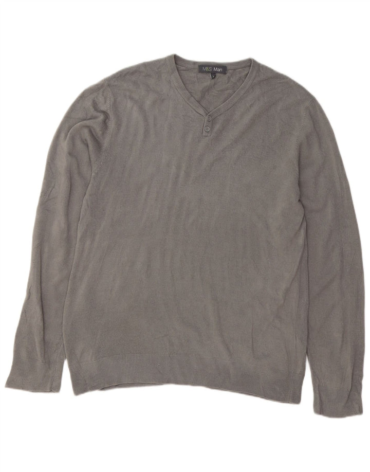 Maglione da uomo con scollo a V Marks & Spencer grande acrilico grigio