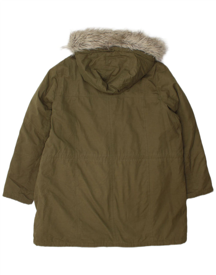 Giacca Parka con cappuccio da donna Marks & Spencer UK 18 XL Poliestere kaki