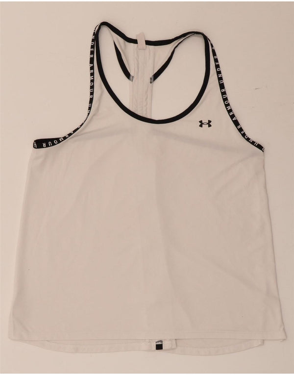 Canottiera grafica da donna Under Armour Heat Gear UK 14 grande bianca