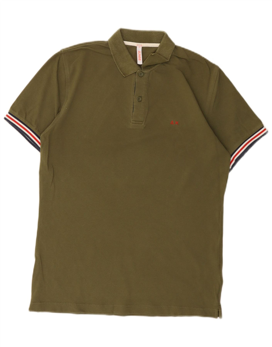 Polo da uomo Sun68 piccola in cotone kaki