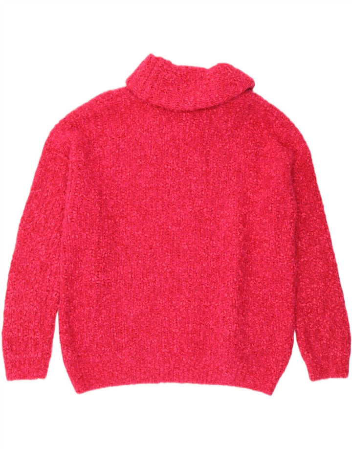 Maglione maglione a collo alto da donna Marks & Spencer UK 14 Rosa medio chiazzato