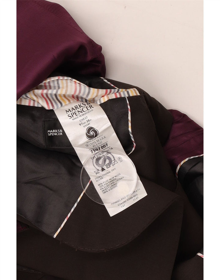 Giacca blazer a 2 bottoni da uomo Marks & Spencer UK 38 Lana marrone medio