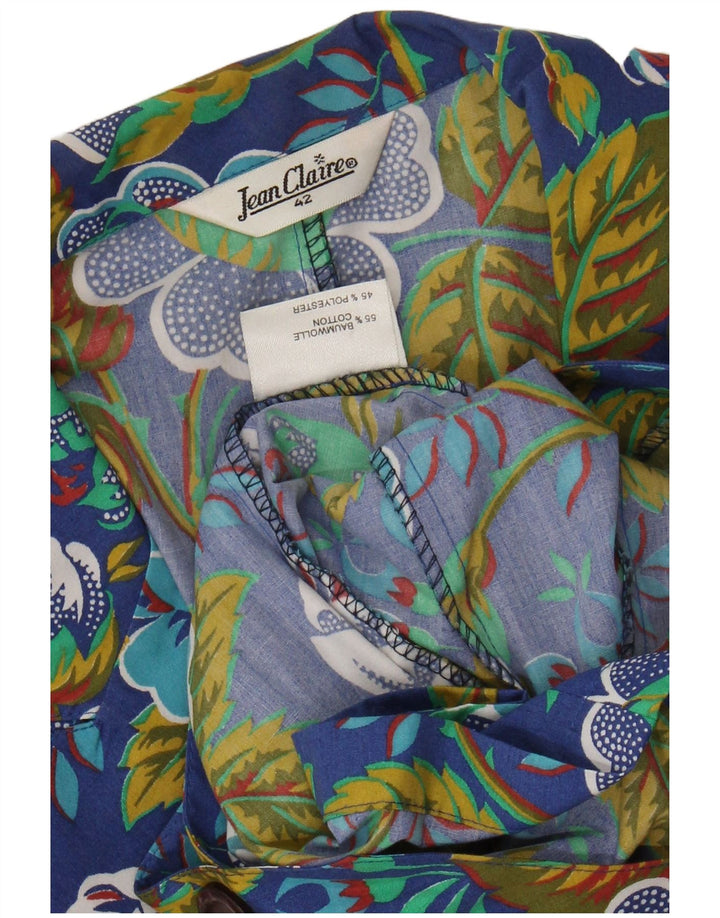 JEAN CLAIRE Giacca Blazer da Donna a 1 Bottone IT 42 Cotone Floreale Blu Medio