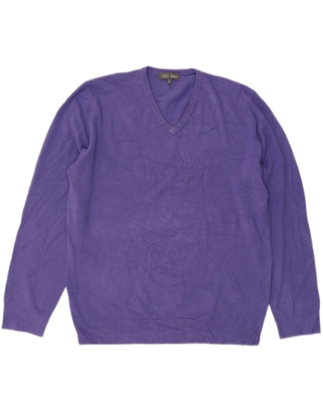 Maglione maglione con scollo a V da uomo Marks & Spencer XL viola acrilico