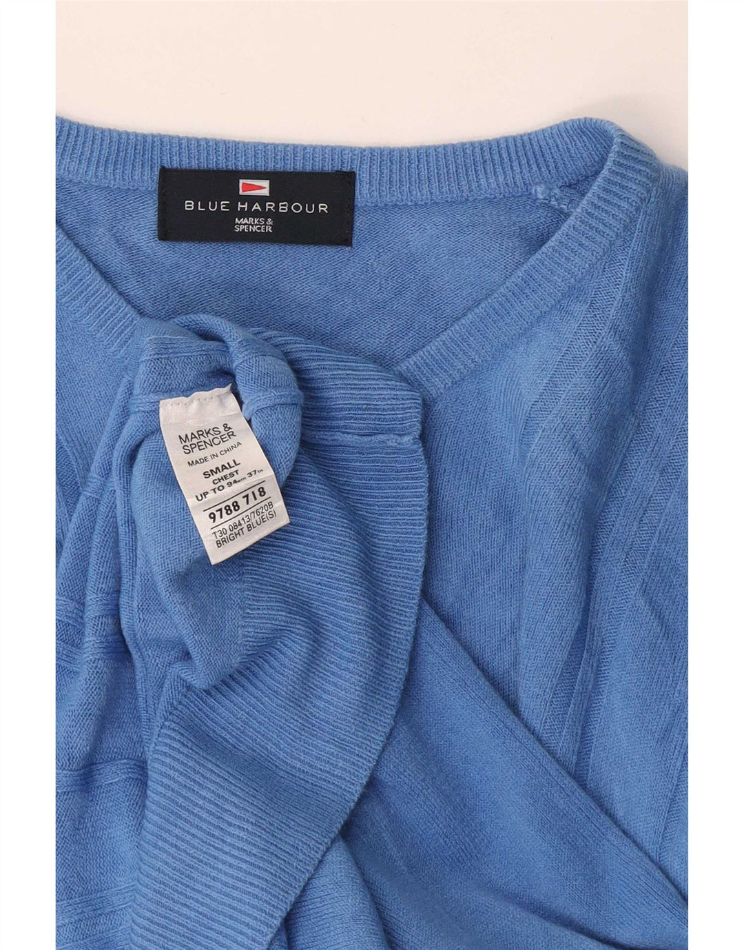 Maglione da donna Marks & Spencer con scollo a V blu Harbour UK 10 piccolo