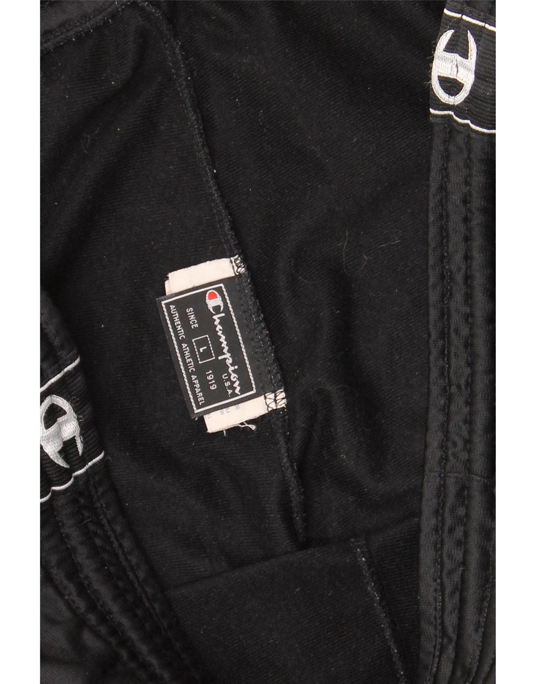 Pantaloni da tuta con grafica Champion da uomo, grandi, in poliestere nero