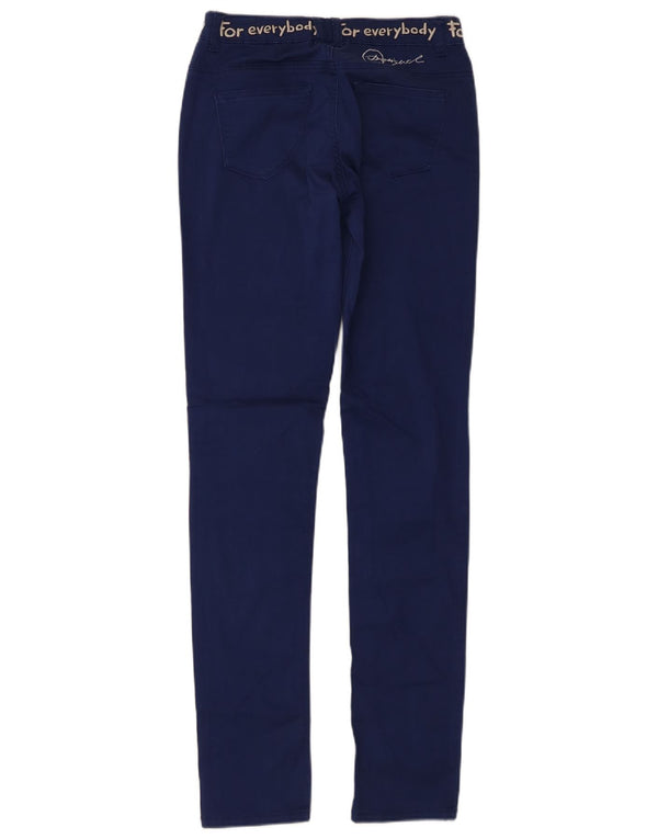 DESIGUAL Womens Graphic Slim Casual Trousers W26 L31  Navy Blue Floral