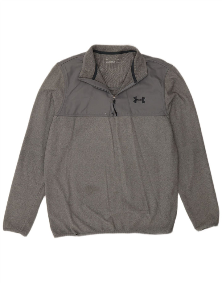 Top da tuta da uomo Under Armour Cold Gear pullover con zip e collo Grigio medio