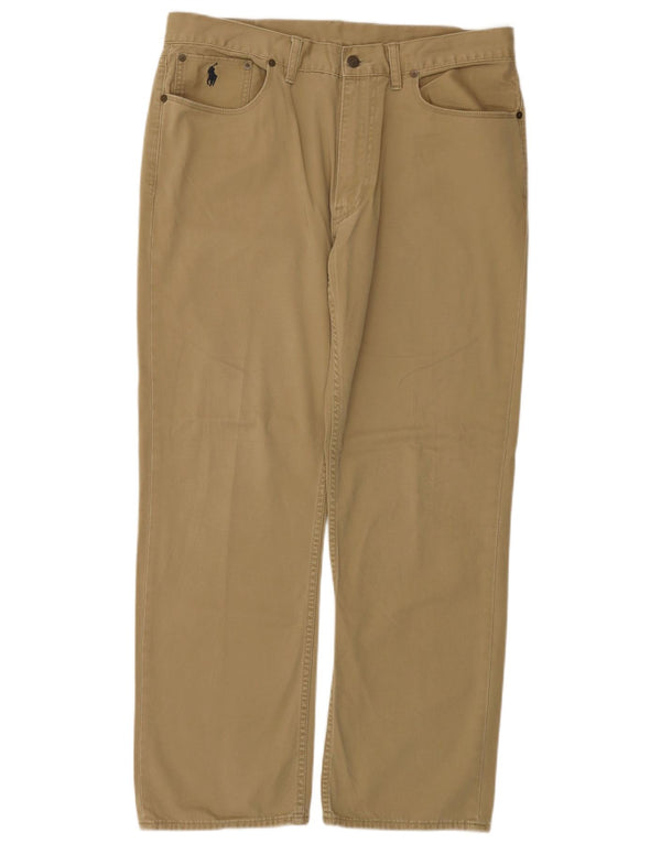 Polo Ralph Lauren Mens Straight Casual Trousers W36 L30 Beige Cotton