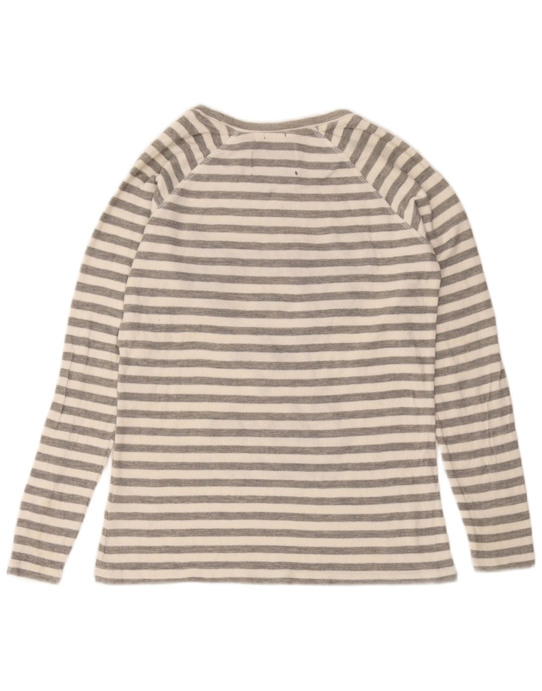 Top grafico da donna a maniche lunghe Superdry UK 10 piccolo cotone a righe grigie