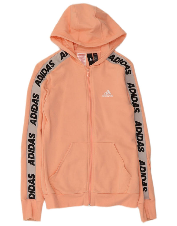 Felpa con cappuccio e zip grafica Adidas per ragazze 13-14 anni in cotone color block rosa