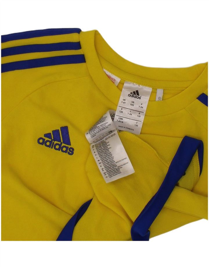 ADIDAS Boys Climalite T-Shirt Top 7-8 Years Yellow Polyester