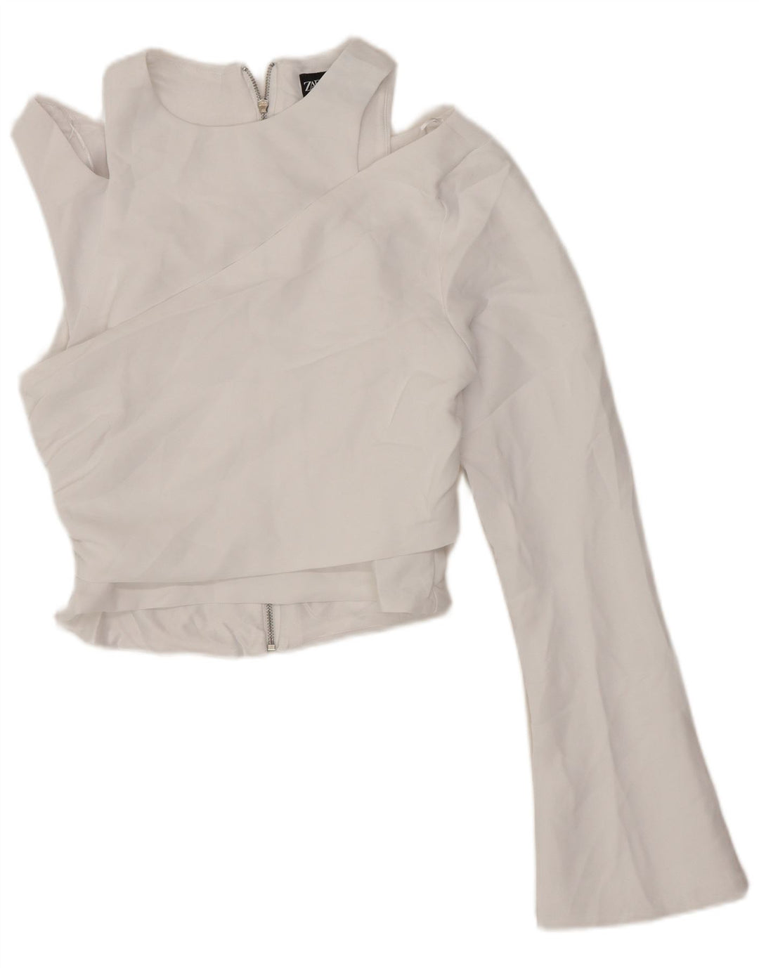 Top corto monospalla da donna Zara UK 4 XS poliestere bianco