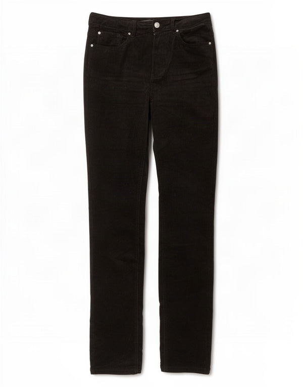 Marks & Spencer Womens Slim Corduroy Trousers UK 12 Medium W34 L32 Black