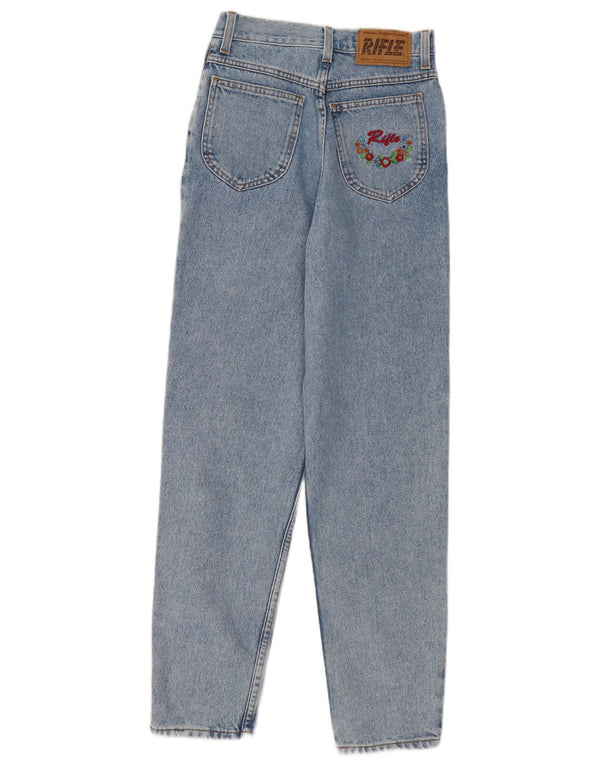 Jeans affusolati a vita alta da donna Rifle W27 L30 cotone floreale blu
