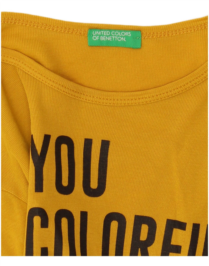 Top grafico da donna Benetton manica lunga UK 8 piccolo giallo