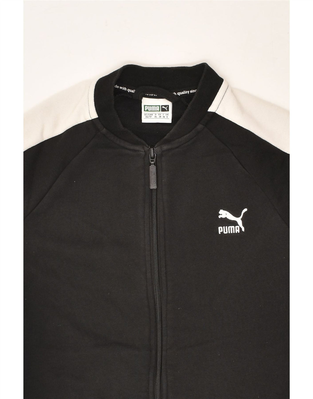 PUMA Womens Tracksuit Top Jacket UK 8 Small Black Colourblock Cotton | Vintage Puma | Thrift | Second-Hand Puma | Used Clothing | Messina Hembry 