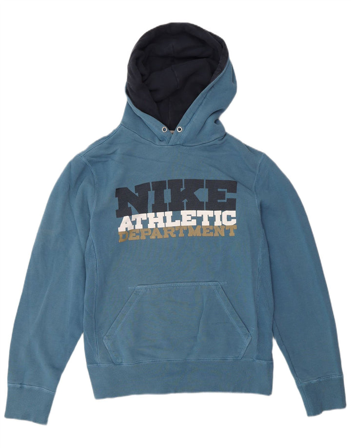 Felpa con cappuccio grafica da uomo NIKE piccola in cotone blu