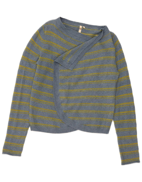 Maglione cardigan aperto da donna White Stuff UK 12 Cotone a righe blu medio