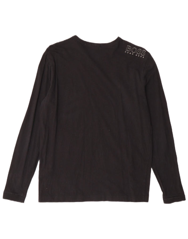 Top HUGO BOSS da uomo vestibilità regolare manica lunga piccolo cotone nero