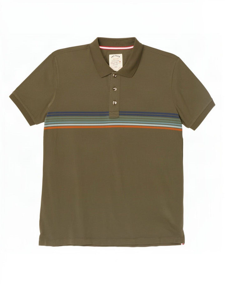Polo da uomo Fat Face XL in cotone a righe kaki
