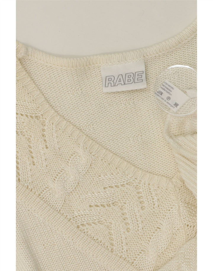 RABE Womens Short Sleeve V-Neck Jumper Sweater EU 42 Large White Vintage Rabe and Second-Hand Rabe from Messina Hembry 