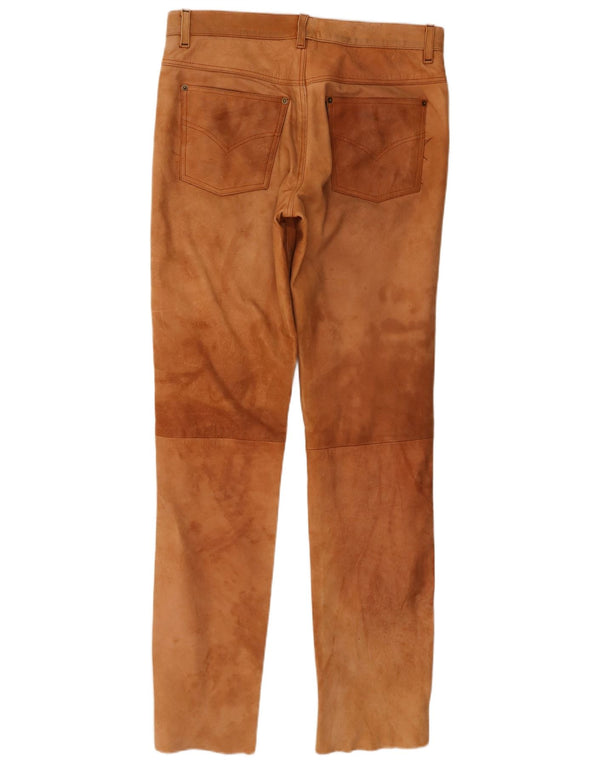 POLO Pantaloni dritti da uomo in pelle scamosciata IT 52 XL W38 L34 Pelle marrone
