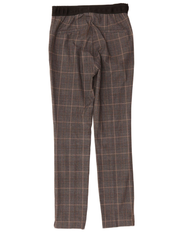 Pantaloni chino slim a vita alta da donna Zara XS W24 L28 quadri grigi