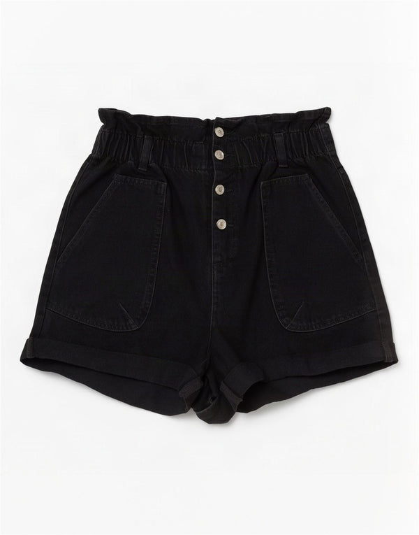Pantaloncini di jeans a vita alta da donna Zara EU 40 medi W30 cotone nero