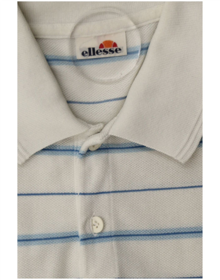 ELLESSE Mens Polo Shirt Small White Striped