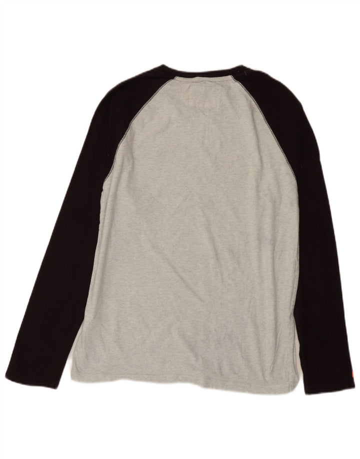 Top da uomo Superdry a maniche lunghe in cotone color block grigio grande