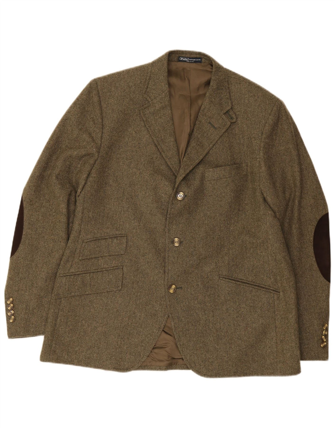 Polo Ralph Lauren Giacca blazer a 3 bottoni da uomo EU 56 2XL Verde a spina di pesce