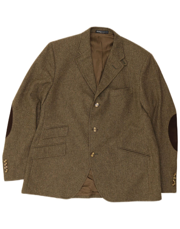 Polo Ralph Lauren Giacca blazer a 3 bottoni da uomo EU 56 2XL Verde a spina di pesce